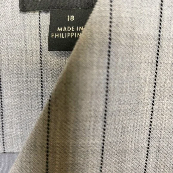 NWT Ann Taylor Bi-Stretch V-Neck Gray Pinstripe Summer Fall Career Dress Sz 18 - Picture 4 of 13